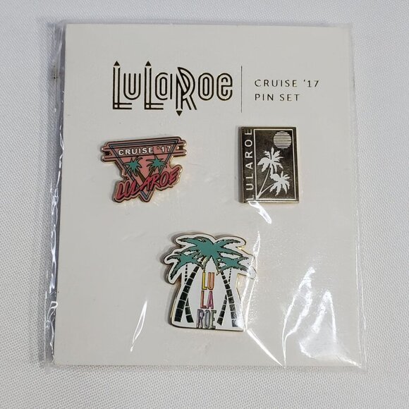LuLaRoe 2017 Cruise Collectible Pin Set. 3 pins. Palm Trees Tropical Cruise - Picture 1 of 5